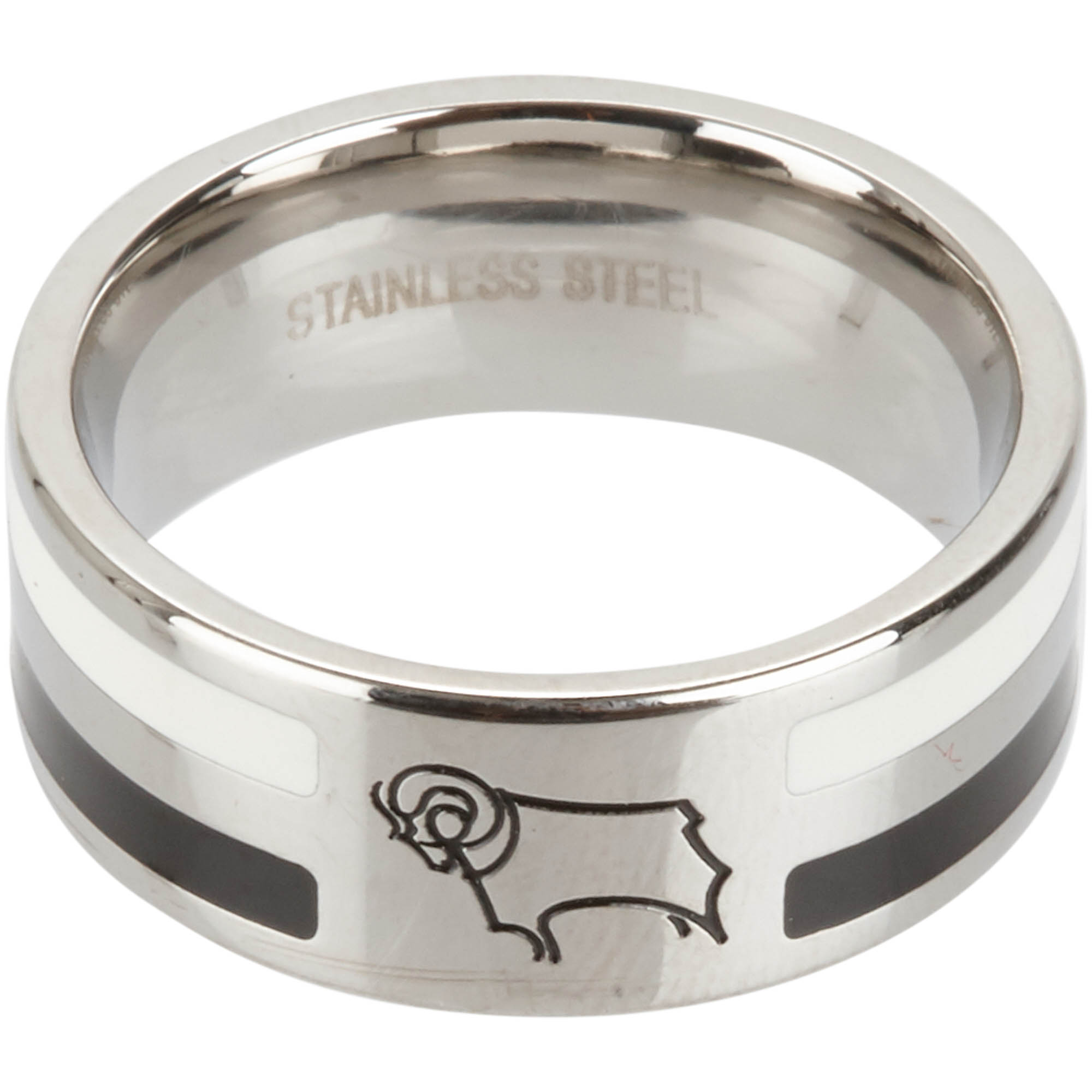 Derby County Wappen Farbstreifen-Bandring – Edelstahl Image