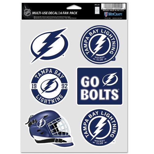 Tampa Bay Lightning Wincraft Multi Use 6 Fan Sticker Pack