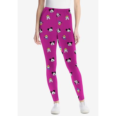 Plus Size Women's Disney Print Leggings by Disney in Raspberry Allover Mickey (Size L)