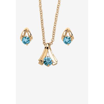 Women's Simulated Birthstone Solitaire Pendant and Earring Set with FREE Gift in Goldtone, Boxed by PalmBeach Jewelry in December