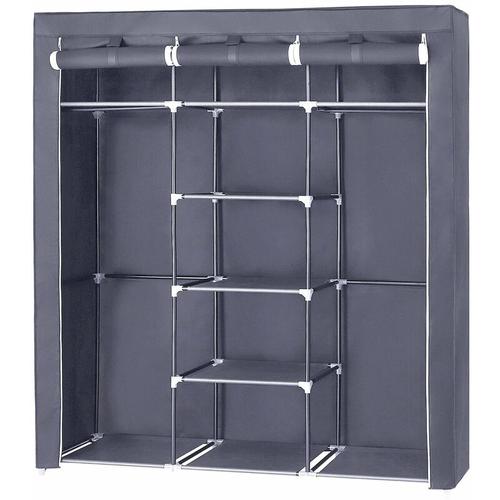 Kleiderschrank, Faltschrank, Stoffschrank, faltbare Garderobe mit 2 Kleiderstange, 175 x 150 x 45