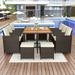 11 Pieces Outdoor Patio Rattan Dining Table Set with Cushions