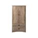 FarmHome Rustic 2 Drawer Bedroom Storage Armoire Grey Oak - 31.5 inches W x 22 inches D x 58.7 inches H