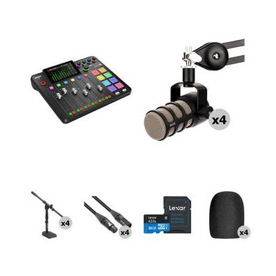 RODE RODECaster Pro II 4-Person Podcasting Kit with PodMics, and Desktop Stands RCP II