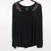 American Eagle Outfitters Tops | Aeo Black Embroidered Floral Soft & Sexy Long Sleeve Top Size M | Color: Black/Red | Size: M
