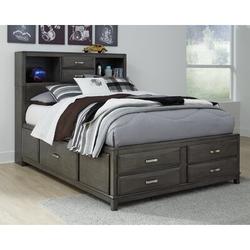 Signature Design by Ashley Caitbrook Full Low Profile Storage Standard Bed Wood in Brown/Gray | 57.38 H x 58 W x 76 D in | Wayfair B476B4