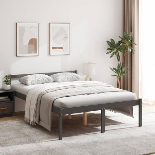 vidaXL Seniorenbett Grau 140×200 cm Massivholz Kiefer