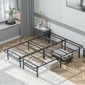 Alwyn Home 14" Twin Size Metal Platform Bed Foldable Mattress Foundation Tool-free Assembly Metal in Black | 14 H x 60 W x 80 D in | Wayfair
