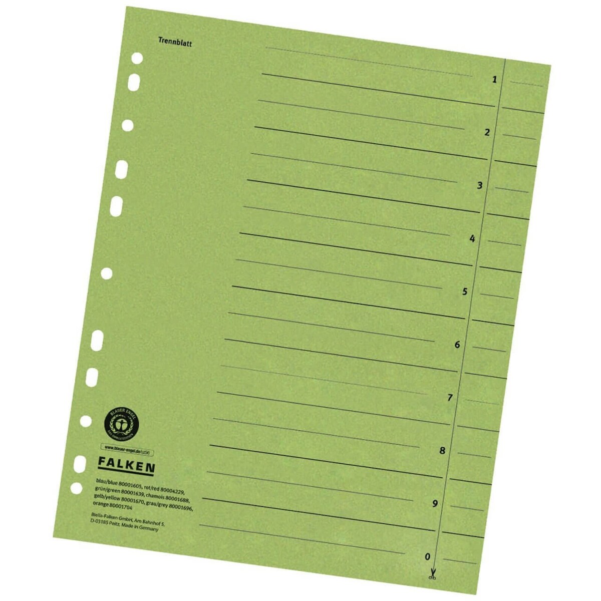 400 x FALKEN Trennblätter DIN A4 liniert Grün Image