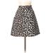 Topshop Casual A-Line Skirt Knee Length: Black Animal Print Bottoms - Women's Size 2 - Print Wash