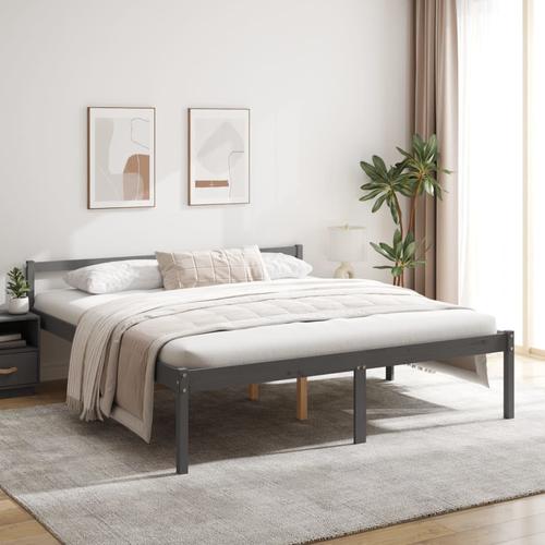vidaXL Seniorenbett Grau 180×200 cm Massivholz Kiefer