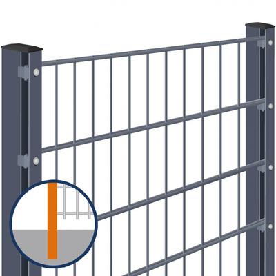 Doppelstabmattenzaun zum Einbetonieren Rundum-sorglos-Paket Anthrazit Komplettset, Abdeckleiste, 1 Ecke,37,5 m,6/5/6 mm,830 mm Image