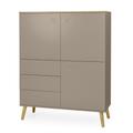 Buffet haut 3 portes 3 tiroirs style scandinave taupe