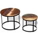 2 Piece Coffee Table Set, 19.7" Solid Reclaimed Wood Round Table Sets