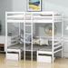 Harriet Bee Twin Size 2 Drawers Wooden Loft Bed, Convertible Down Desk Into Bed in White | 71 H x 42 W x 79 D in | Wayfair