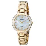 Seiko Solar Steel Diamond 29mm Mother Of Pearl Dial Quartz Ladies