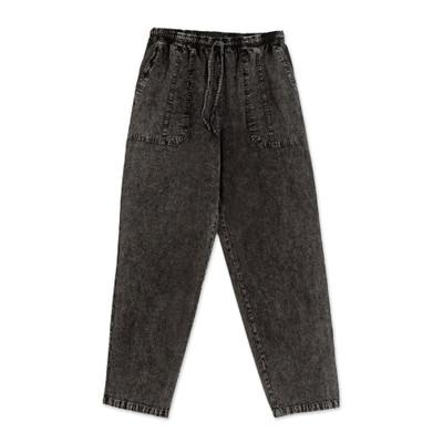 Washed Black,'Men's 100% Cotton Pants Woven and Dyed in Black from Peru'