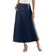 Plus Size Women's Complete Cotton A-Line Kate Skirt by Roaman's in Indigo Wash (Size 42 W) 100% Cotton Long Length