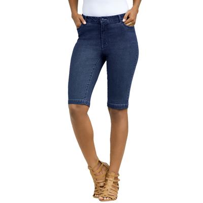 Plus Size Women's Classic Stretch Bermuda Short by Denim 24/7 by Roamans in Dark Wash (Size 44 W)