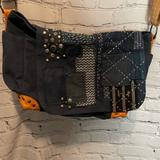 Free People Bags | Free People Blue Studded And Patchwork Messenger Bag | Color: Blue/Tan | Size: Os