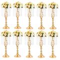 Sziqiqi 49cm Gold Vase For Wedding Centerpiece Tables, 10 Pcs Crystal Metal Flower Stand Table Decorative Centerpiece For Party Anniversary Ceremony Party Birthday Event Reception Tables