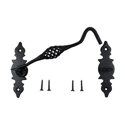 Black Wrought Iron Birdcage Cabin Hook Eye Latches 6.5" Long Privacy Hook Latches Renovators Supply