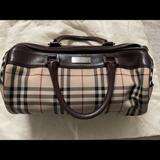 Burberry Bags | Burberry Logo Nova Check Hand Bag Canvas Leather Nylon Brown Beige, Authentic | Color: Brown | Size: Os