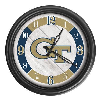Holland Bar Stool 14" Georgia Tech Indoor / Outdoor LED Wall Clock