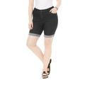 Plus Size Women's Invisible Stretch® Contour Cuffed Short by Denim 24/7 in Black Denim (Size 40 W)