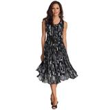 Plus Size Women's Printed Empire Waist Dress by Roaman's in Black White Brushstrokes (Size 38 W) Formal Evening