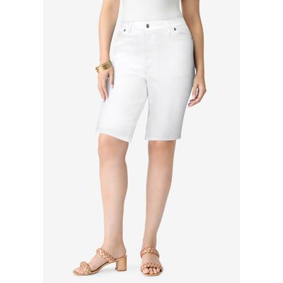 Plus Size Women's Plus Size Classic Stretch Bermuda Short by Denim 24/7 by Roamans in White Denim (Size 38 W)