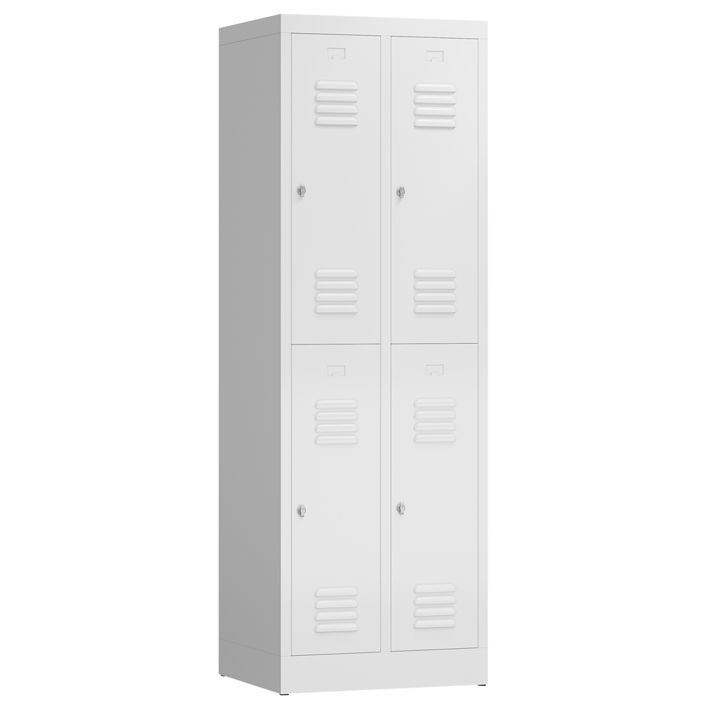 ClassiX Garderobenschrank, 2 Abteile doppelstöckig, 1800 x 590 x 500 mm, signalweiß Image