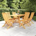 Millwood Pines Red Barrel Studio® 7 Piece Garden Outdoor Dining Set Solid Teak Wood Wood/Teak in Brown/White | 29.53 H x 62.99 W x 31.5 D in | Wayfair