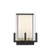 Longshore Tides Eaton 1-Light Wall Sconce In Matte Black w/ Warm Brass Accents Glass/Metal | 8.25 H x 6 W x 6 D in | Wayfair