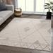 White 120 x 94 x 0.59 in Area Rug - Foundry Select Boff Geometric Beige/Gray Area Rug Polyester | 120 H x 94 W x 0.59 D in | Wayfair
