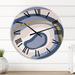 East Urban Home Minimal Cityscape In Retro Blue Tones I - Mid-Century Modern Wall Clock 1 Metal in Black/Blue/Gray | 16 H x 16 W x 1 D in | Wayfair