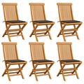 VidaXL Patio Chairs Outdoor Bistro Folding Chair w/ Cushions Solid Wood Teak in Brown | 35.04 H x 18.5 W x 23.62 D in | Wayfair 3065598