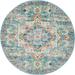 Nourison Passion 5' Round Ivory, Light Blue Bohemian Area Rug - Nourison PASSN