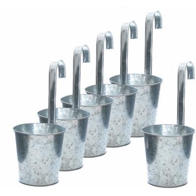 Zink Blumentopf zum Einhängen ø 13 cm - 6er Set - Balkon Blumen Kräuter Hängetopf Image