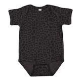 Rabbit Skins 4424 Infant Fine Jersey Bodysuit in Black Leopard size 12MOS | Ringspun Cotton LA4424, RS4424