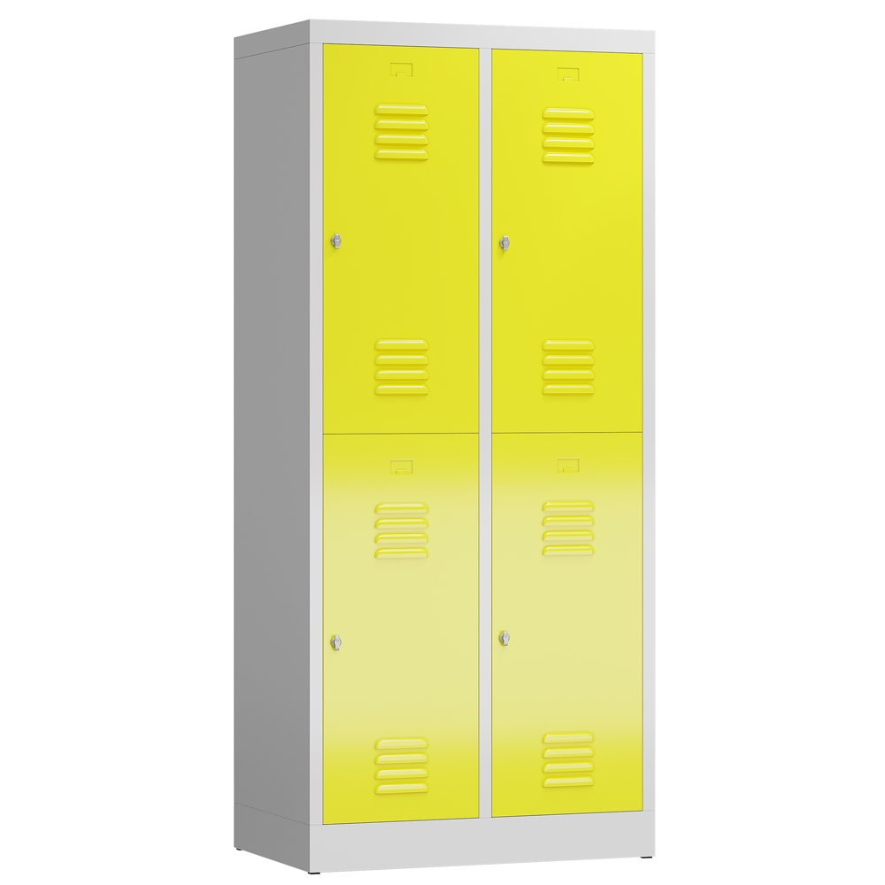 ClassiX Garderobenschrank, 2 Abteile doppelstöckig, 1800 x 800 x 500 mm, lichtgrau/zinkgelb Image