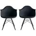Set of 2 Color Modern Arm Chairs For Dining Room Kitchen Solid Molded Plastic Seat Dark Black Wood Eiffel Legs