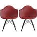 Set of 2 Color Modern Arm Chairs For Dining Room Kitchen Solid Molded Plastic Seat Dark Black Wood Eiffel Legs