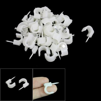 40 Pcs 9mm Diameter White Plastic Circle Cable Nail Clips