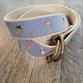 J. Crew Accessories | J Crew Flamingo And Pineapple D Ring Cotton Belt. | Color: Blue/Cream | Size: Small