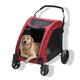 Nisorpa Large Dog Stroller 4 Wheels Pet Pram Doggy Pushchair Foldable Dog Buggy XXL Dog Pushchairs for Medium Large Dog up to 70kg, Red