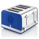 Swan Official Rangers Football Club 4 Slice Retro Toaster, Blue, 1600W, Red Indicator Lights, Defrost and Reheat Settings, Removable Crumb Tray, Cord Storage, Rangers FC Toaster, ST19020RANN