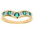 Naava 9 ct Yellow Gold Women's Diamond and Emerald Ring