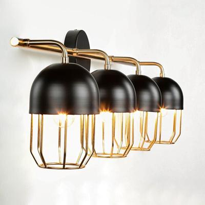 Wandlampe Schwarz Gold groß 4x E14 Metall Loft Design Image
