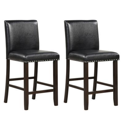 Costway Set of 2 PVC Leather Bar Stools with Back for Kitchen Island